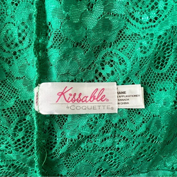 Women’s Kissable by Coquette Green Lace Mesh Tube Slip Dress Lingerie Pajama XL - Picture 5 of 8